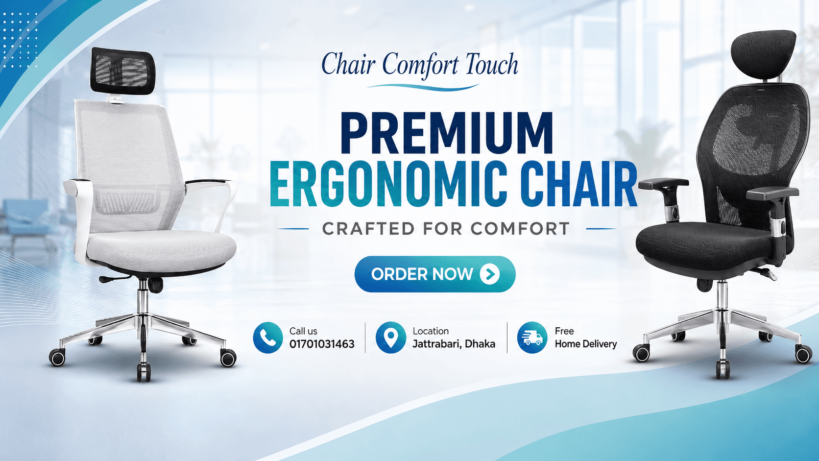 Chair Comfort Touch white and black premium ergonomic chairs